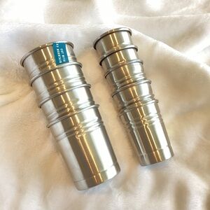 SET Shot Glasses Qty 9 Silver Tone NEW